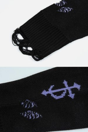 Concert Outfit Vintage Gothic Ripped Sweater