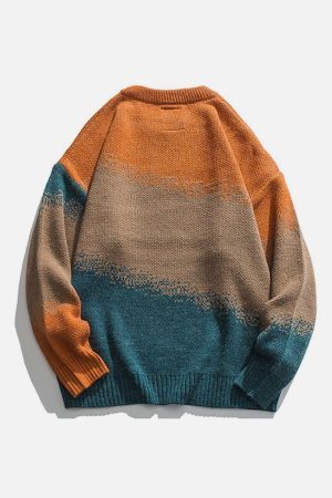 Concert Outfit Vintage Gradient Knit Sweater