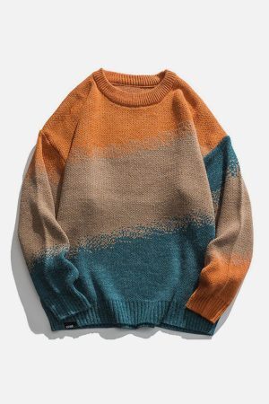 Concert Outfit Vintage Gradient Knit Sweater