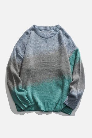 Concert Outfit Vintage Gradient Knit Sweater