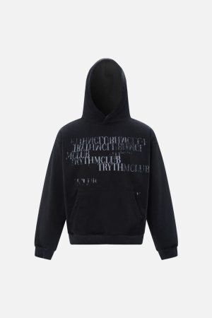 Concert Outfit Vintage Gradient Slogan Letters Print Hoodie