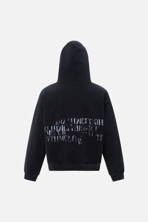 Concert Outfit Vintage Gradient Slogan Letters Print Hoodie