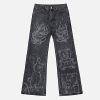 Concert Outfit Vintage Graffiti Print Jeans
