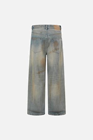 Concert Outfit Vintage Graffiti Washed Distressed Jeans