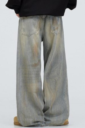 Concert Outfit Vintage Graffiti Washed Distressed Jeans