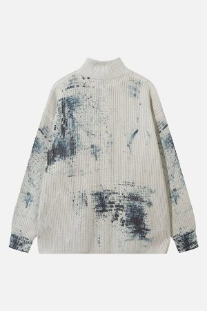 Concert Outfit Vintage Graffiti Zip-Up Cardigan