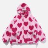 Concert Outfit Vintage Heart Pattern Oversize Sherpa Coat