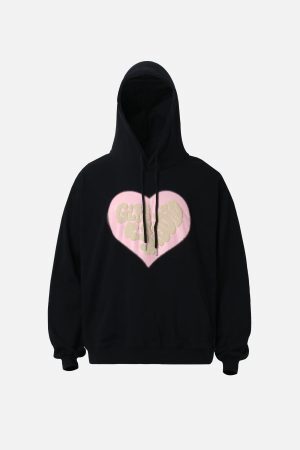 Concert Outfit Vintage Heart Print Hoodie