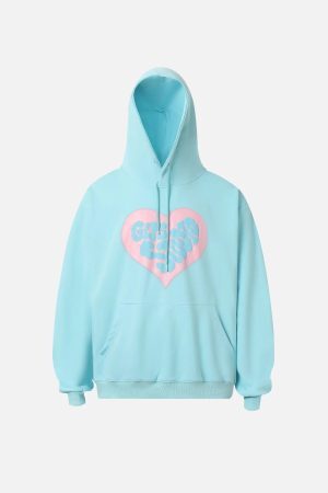 Concert Outfit Vintage Heart Print Hoodie