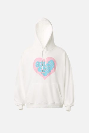 Concert Outfit Vintage Heart Print Hoodie