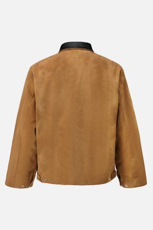 Concert Outfit Vintage Heavy Suede Quilted Work Jacket