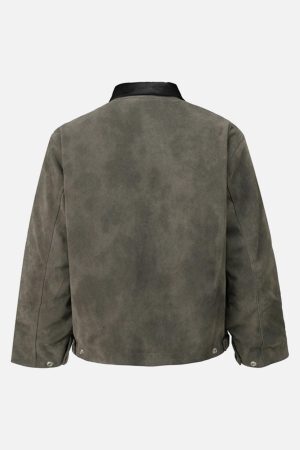 Concert Outfit Vintage Heavy Suede Quilted Work Jacket