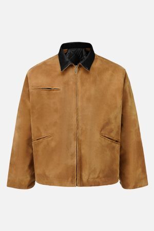 Concert Outfit Vintage Heavy Suede Quilted Work Jacket