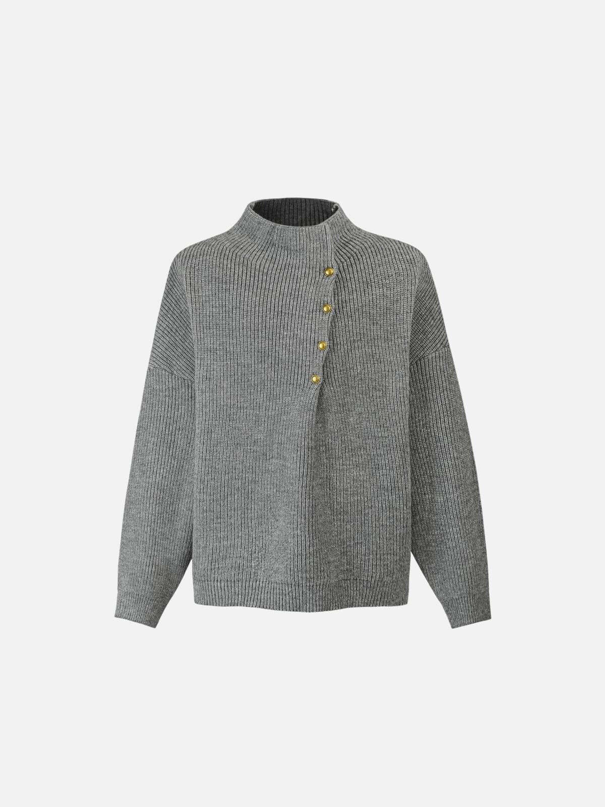 Concert Outfit Vintage High-Neck Button Leisure Sweater Concert Outfit Vintage High-Neck Button Leisure Sweater