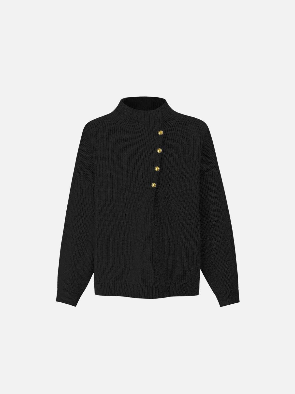 Concert Outfit Vintage High-Neck Button Leisure Sweater Concert Outfit Vintage High-Neck Button Leisure Sweater