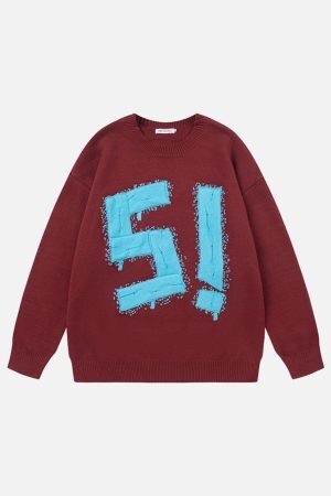 Concert Outfit Vintage High Street Embroidery Sweater