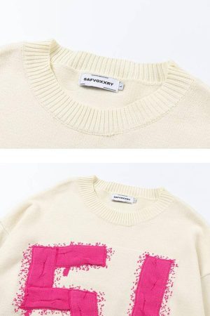 Concert Outfit Vintage High Street Embroidery Sweater