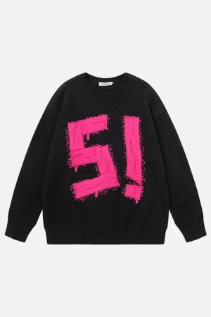 Concert Outfit Vintage High Street Embroidery Sweater