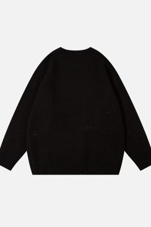 Concert Outfit Vintage High Street Ripped Butterfly Sweater