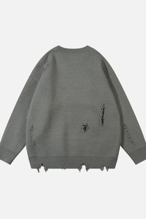 Concert Outfit Vintage High Street Ripped Butterfly Sweater