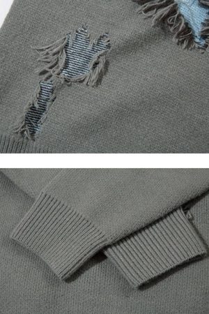 Concert Outfit Vintage High Street Ripped Butterfly Sweater