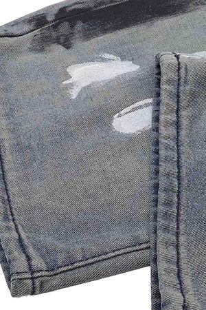 Concert Outfit Vintage Ink Splash Washed And Distressed Jeans