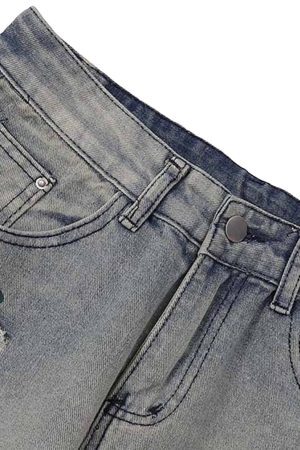 Concert Outfit Vintage Ink Splash Washed And Distressed Jeans