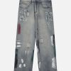 Concert Outfit Vintage Ink Splash Washed And Distressed Jeans