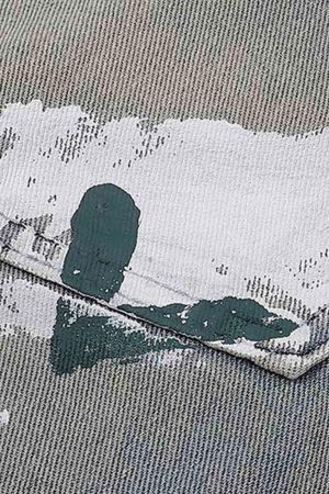 Concert Outfit Vintage Ink Splash Washed And Distressed Jeans