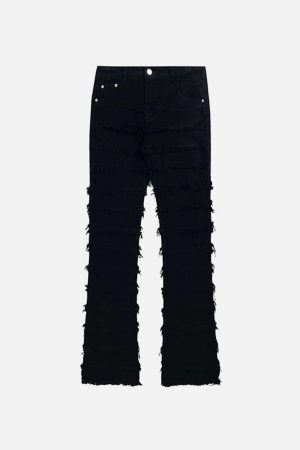 Concert Outfit Vintage Layered Raw Edge Slim Jeans