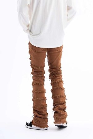 Concert Outfit Vintage Layered Raw Edge Slim Jeans