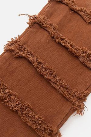 Concert Outfit Vintage Layered Raw Edge Slim Jeans