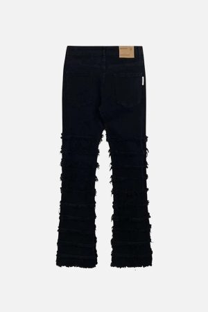 Concert Outfit Vintage Layered Raw Edge Slim Jeans