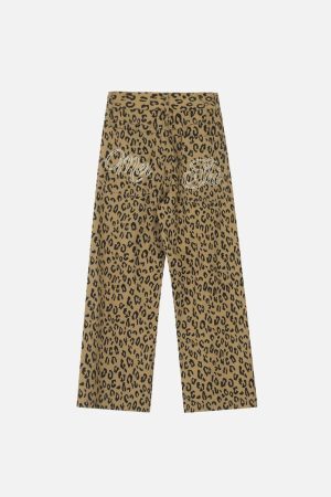 Concert Outfit Vintage Leopard Lettering Print Pants