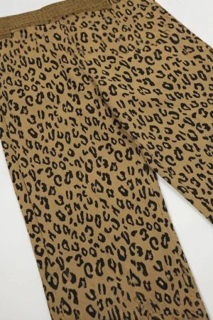 Concert Outfit Vintage Leopard Lettering Print Pants