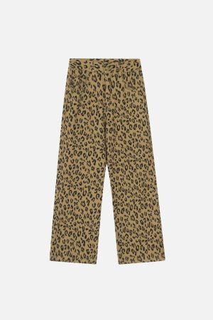 Concert Outfit Vintage Leopard Lettering Print Pants