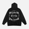 Concert Outfit Vintage Letter Print Zipper Hoodie