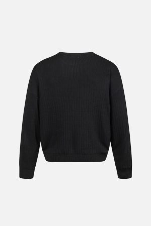 Concert Outfit Vintage Letter Small V-Neck Sweater