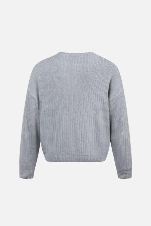 Concert Outfit Vintage Letter Small V-Neck Sweater