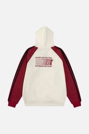 Concert Outfit Vintage Letter Stripe Splicing Hoodie