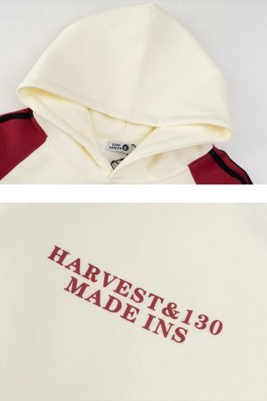 Concert Outfit Vintage Letter Stripe Splicing Hoodie