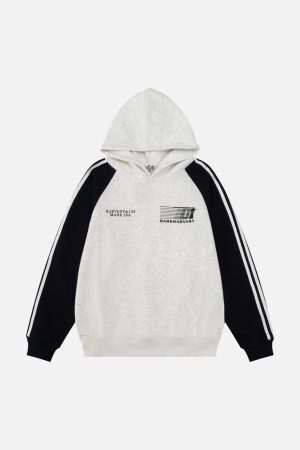 Concert Outfit Vintage Letter Stripe Splicing Hoodie