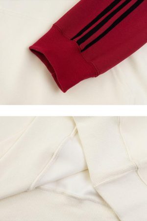 Concert Outfit Vintage Letter Stripe Splicing Hoodie