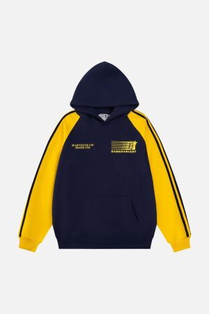 Concert Outfit Vintage Letter Stripe Splicing Hoodie