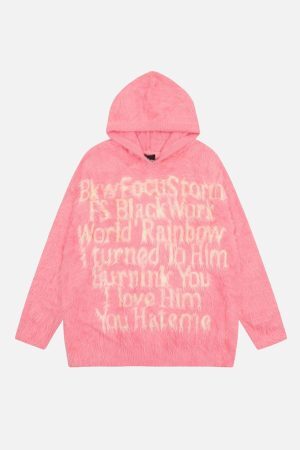 Concert Outfit Vintage Lettering Seahorse Fur Hoodie