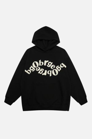 Concert Outfit Vintage Letters Towel Embroidery Hoodie