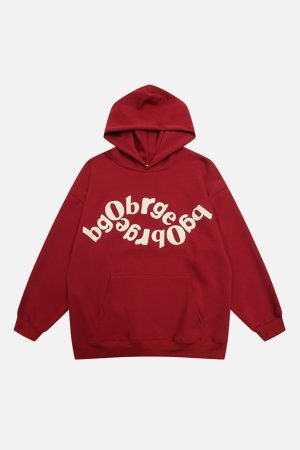 Concert Outfit Vintage Letters Towel Embroidery Hoodie
