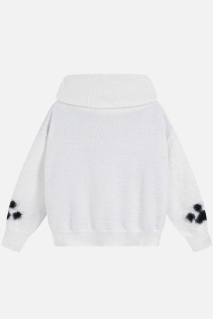 Concert Outfit Vintage Little Bear Paw Print Painting Casual Sweater
