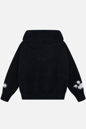 Concert Outfit Vintage Little Bear Paw Print Painting Casual Sweater