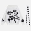 Concert Outfit Vintage Little Bear Paw Print Painting Casual Sweater